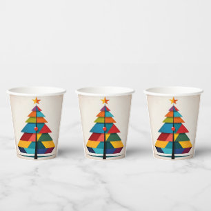 Minimalistischer Pop Art Geometric Christmas Tree Pappbecher