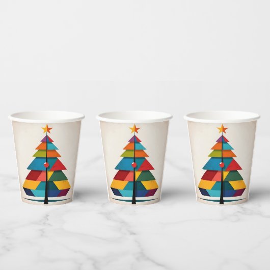 Minimalistischer Pop Art Geometric Christmas Tree Pappbecher (Multi)