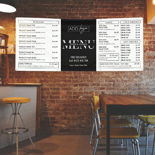 Minimalistischer Pop Up Shop Restaurant Menü Banner