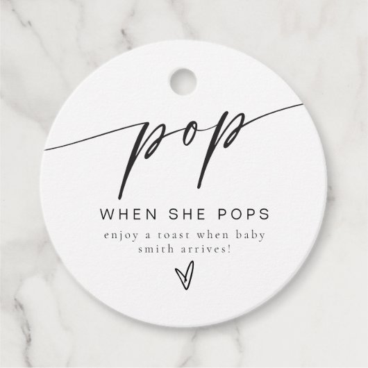 Minimalistischer Pop, wenn sie Champagner-Runde Po Geschenkanhänger (Vorderseite)