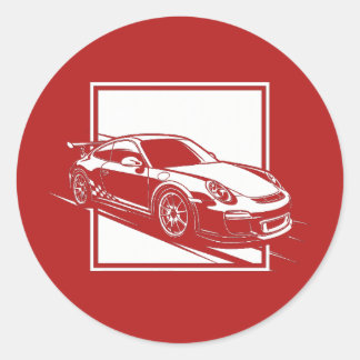 Minimalistischer Porsche 911 GT3 Runder Aufkleber