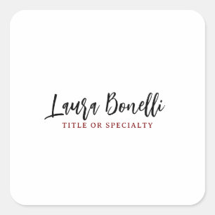 Minimalistischer professioneller handschriftlicher quadratischer aufkleber