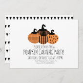 Minimalistischer Pumpkin Carving Geometric Pumpkin Einladung (Vorne/Hinten)