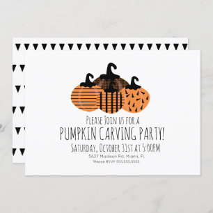 Minimalistischer Pumpkin Carving Geometric Pumpkin Einladung