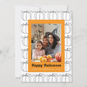 Minimalistischer Pumpkin glücklich Halloween 1 Fot Feiertagskarte
