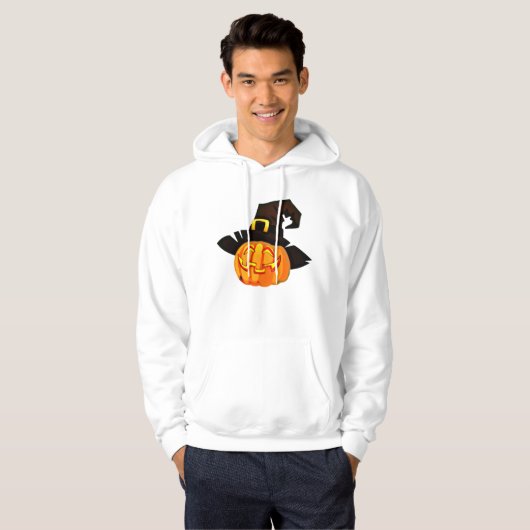 Minimalistischer Pumpkin-Hexenhut Hoodie (Vorne ganz)