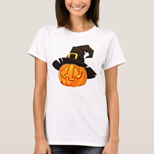 Minimalistischer Pumpkin-Hexenhut T-Shirt (Vorderseite)