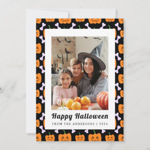 Minimalistischer Pumpkin Vintag Happy Halloween 1 Feiertagskarte