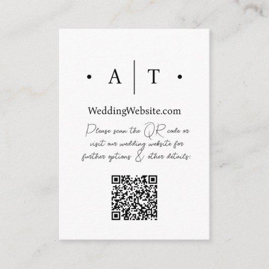 Minimalistischer Punktschwarz-weißer QR-Code Hochz Begleitkarte (Vorderseite)