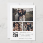 Minimalistischer QR Code 3 Fotos Bohemisch Hochzei Einladung (Rückseite)