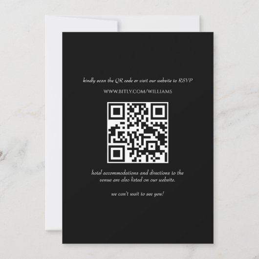 Minimalistischer QR-Code bei einer Hochzeit Einladung (Rückseite)
