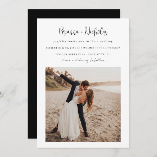 Minimalistischer QR-Code bei einer Hochzeit Einladung (Vorne/Hinten)