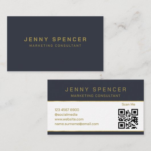 Minimalistischer QR-Code Beruflich Visitenkarte (Vorne/Hinten)