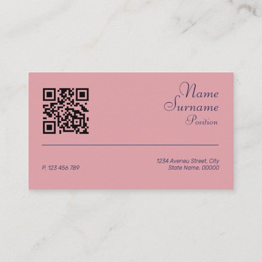 Minimalistischer QR-Code Blasskorallenschwester-Kr Visitenkarte (Rückseite)