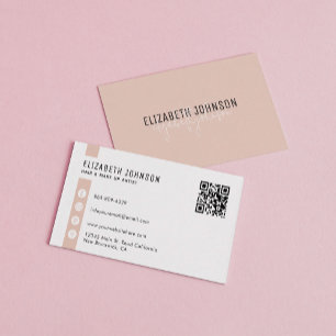 Minimalistischer QR-Code Boho Beige Visitenkarte