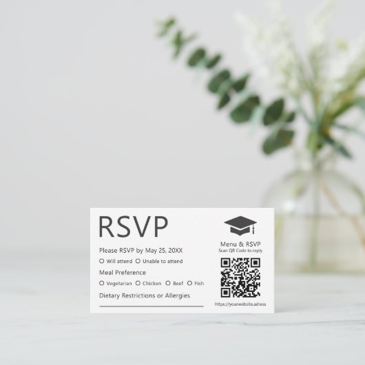 Minimalistischer QR-Code Diätpräferenz Grad UAWG Begleitkarte (Stehend Vorderseite)