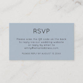 Minimalistischer QR Code Dusty Blue Wedding RSVP E Begleitkarte