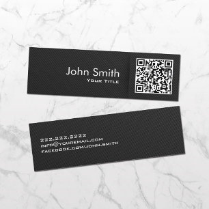 Minimalistischer QR-Code Elegant Black Mini Visitenkarte