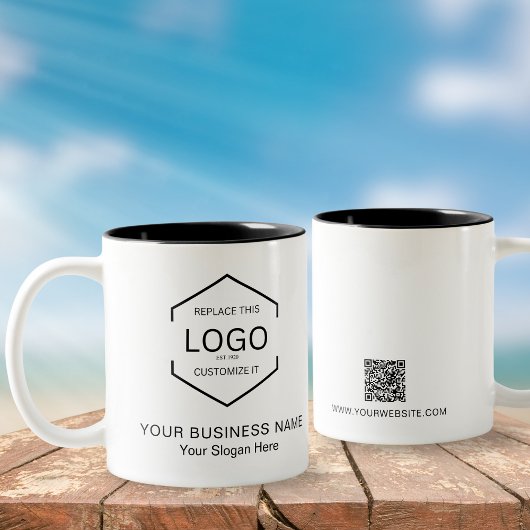Minimalistischer QR-Code Firmenlogo Zweifarbige Tasse