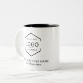 Minimalistischer QR-Code Firmenlogo Zweifarbige Tasse (Vorderseite Links)