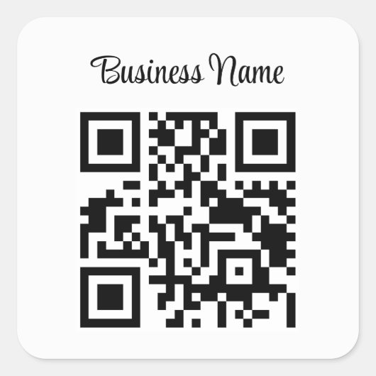 Minimalistischer QR-Code Firmenname Quadratischer Aufkleber (Vorderseite)