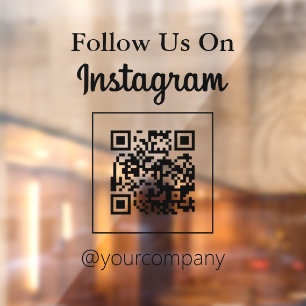 Minimalistischer QR-Code Folge uns auf Instagram Fensteraufkleber