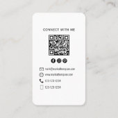 Minimalistischer QR-Code-Foto-Connect-Moderne-Weiß Visitenkarte (Rückseite)