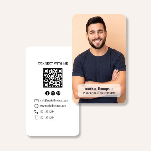 Minimalistischer QR-Code-Foto-Connect-Moderne-Weiß Visitenkarte