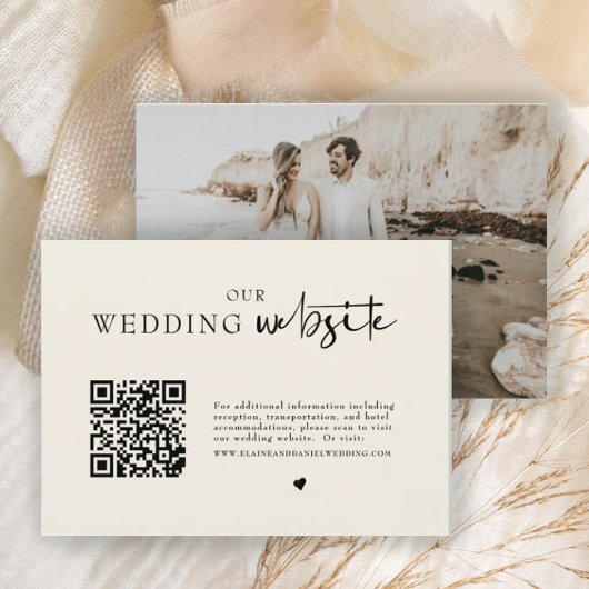 Minimalistischer QR-Code Foto Hochzeitdetails - En Begleitkarte