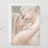 Minimalistischer QR Code Foto Hochzeitsempfang Einladung (Vorderseite)