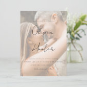 Minimalistischer QR Code Foto Hochzeitsempfang Einladung (Stehend Vorderseite)