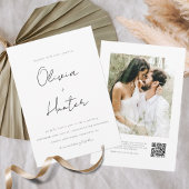 Minimalistischer QR Code Foto Hochzeitsempfang Einladung