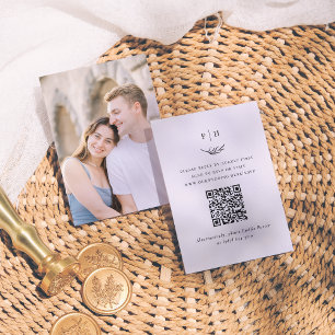 Minimalistischer QR-Code-Foto-Hochzeitsszenario Begleitkarte