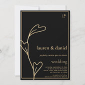 Minimalistischer QR-Code für Black and Gold Weddin Einladung (Vorderseite)
