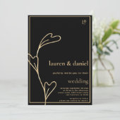 Minimalistischer QR-Code für Black and Gold Weddin Einladung (Stehend Vorderseite)