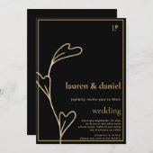 Minimalistischer QR-Code für Black and Gold Weddin Einladung (Vorne/Hinten)