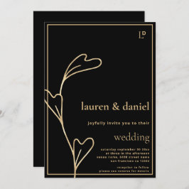 Minimalistischer QR-Code für Black and Gold Weddin Einladung