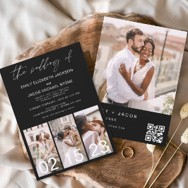 Minimalistischer QR-Code für Black Wedding Einladung