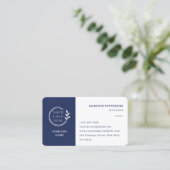 Minimalistischer QR-Code für blauweiße Logos Visitenkarte (Stehend Vorderseite)