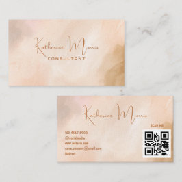 Minimalistischer QR-Code für braun-neutrales Ton B Visitenkarte