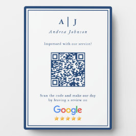 Minimalistischer QR-Code für die blaue Monogram-Pr Fotoplatte