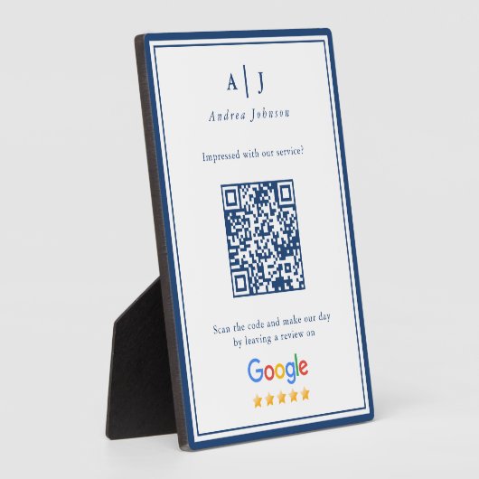 Minimalistischer QR-Code für die blaue Monogram-Pr Fotoplatte (Seite)