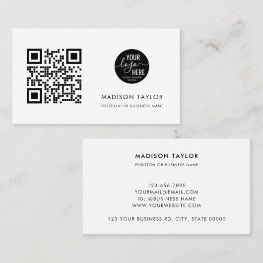 Minimalistischer QR-Code für ein benutzerdefiniert Visitenkarte (Vorne/Hinten)