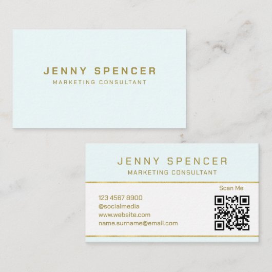 Minimalistischer QR-Code für Gold Beruflich Visitenkarte (Vorne/Hinten)