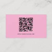 Minimalistischer QR-Code für hellrosa und schwarze Visitenkarte (Rückseite)