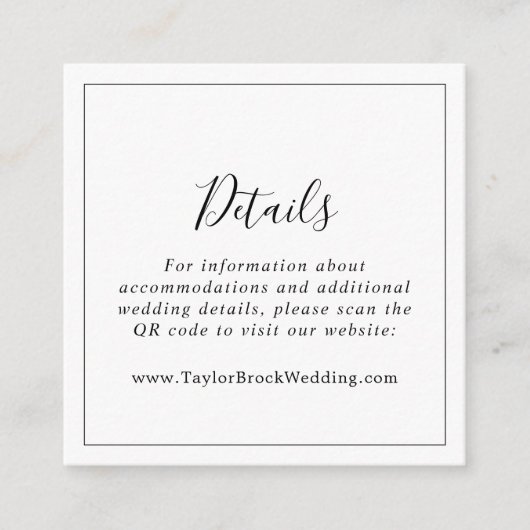 Minimalistischer QR-Code für Hochzeiten Begleitkarte (Vorderseite)