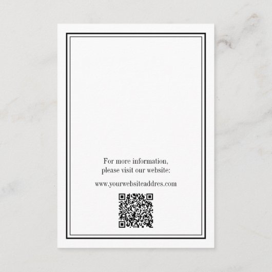 Minimalistischer QR-Code für Hochzeiten in Schwarz Begleitkarte (Rückseite)