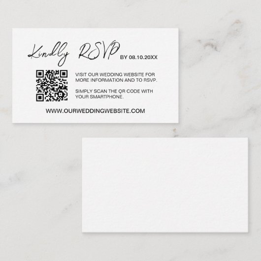 Minimalistischer QR-Code für Hochzeiten Website-UA Begleitkarte (Vorne/Hinten)