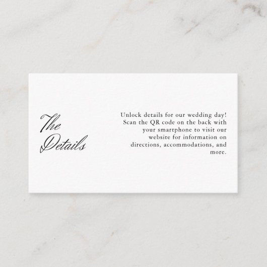 Minimalistischer QR-Code für Hochzeitkalligrafie Begleitkarte (Vorderseite)
