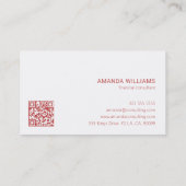 Minimalistischer QR-Code für korallenrote und weiß Visitenkarte (Rückseite)